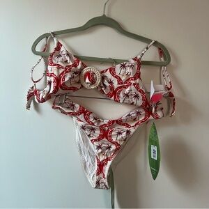 FARM Rio Red and White Bikini Set
